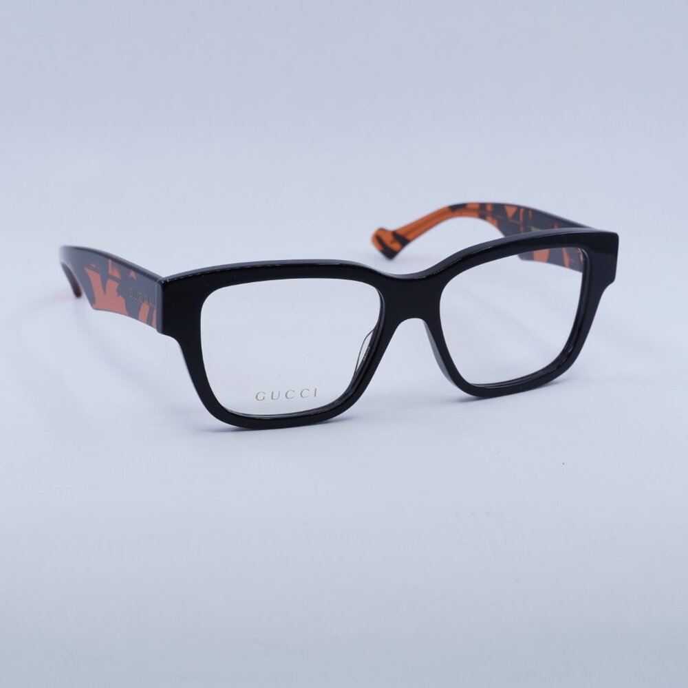 🕶️ New Gucci GG1428O 006 Eyeglasses - Black With Orange Havana Frame - Picture 4 of 10